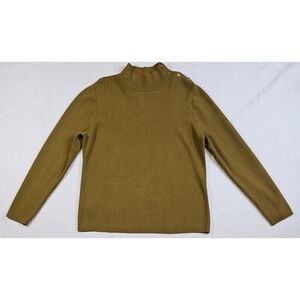 NWT Ann Taylor Olive Green Mock Neck Button Shoulder Sweater